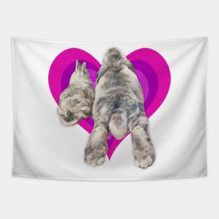 Adorable 'bunny butt' painting on a vibrant heart! Tapestry