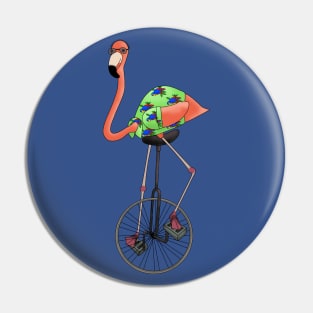 Unicycle pink flamingo Pin