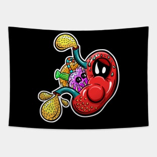 Stomach Overeating! Cartoon Tapestry