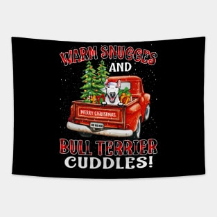 Warm Snuggles And Bull Terrier Cuddles Ugly Christmas Sweater Tapestry