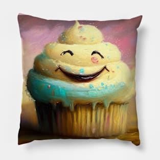 Cute Happy Smiling Cupcake Pillow