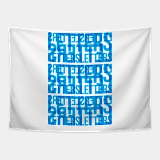 Letters Typography Stack (Cyan Blue) Tapestry