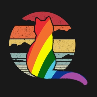 Cat LGBT Flag Vintage Style T-Shirt