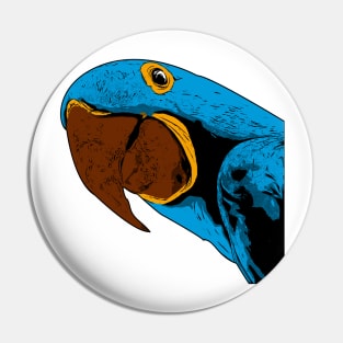 Hyacinth Macaw Parrot Comic Style Art Pin