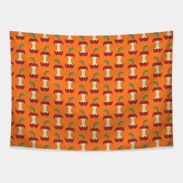 Bitten Apple Orange Pattern Tapestry by saradaboru