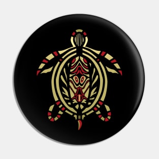 Turtle Totem Design in Gold and Black Pin