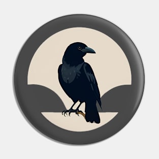 Cute little black crow side profile Pin