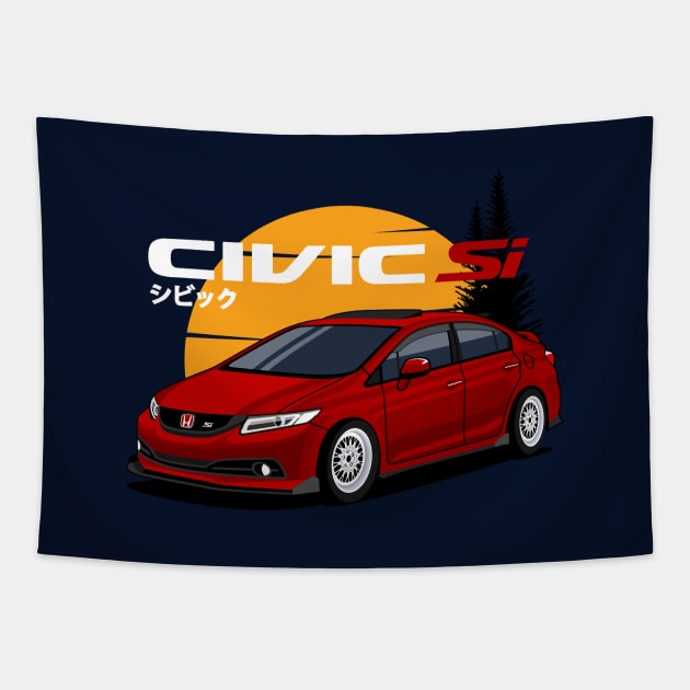 Civic SI Red Candy Tapestry by masjestudio