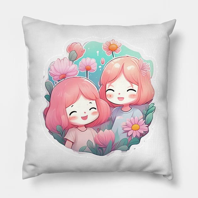 stickers para el dia del amigo - Chicas Pillow by diarts