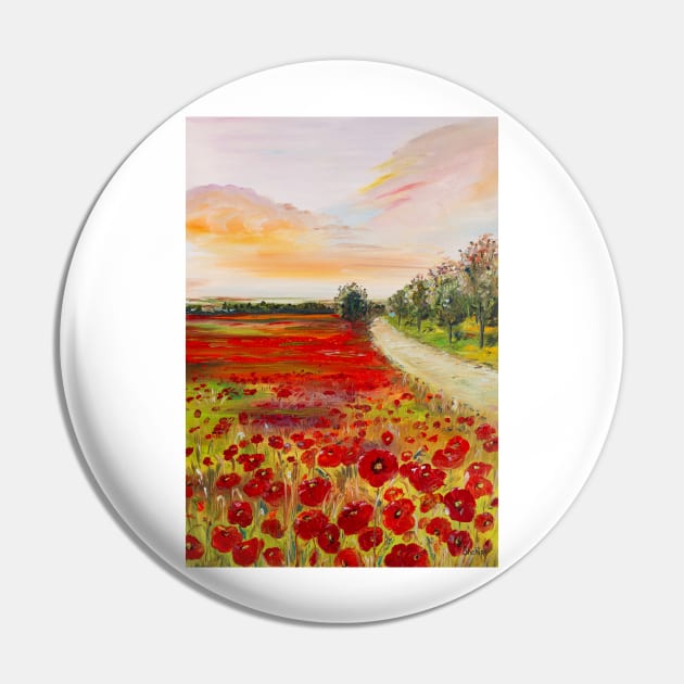 Poppy Field By The Road Pin by NataliaShchip