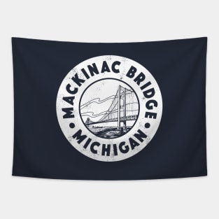 Vintage Mackinac Bridge Circle Badge Tapestry