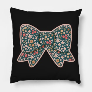 Holiday Christmas green bow graphic Pillow