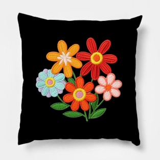 70s flower patch design Pillow