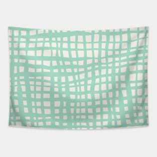 Retro grid pattern - pastel turquoise Tapestry