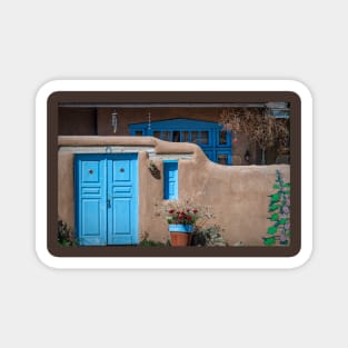 Blue Doors and Adobe Walls, Ranchos de Taos, New Mexico by Debra Martz Magnet