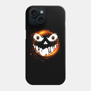 A skull in a cloud of fire with eyes on a haunted house Phone Case