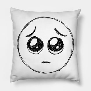 Dark and Gritty Pleading Face Emoji with BIG CUTE EYES Pillow