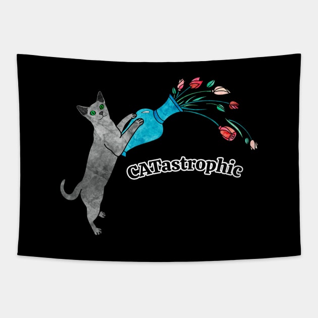 Russian Blue Cat Tapestry by Kelly Louise Art