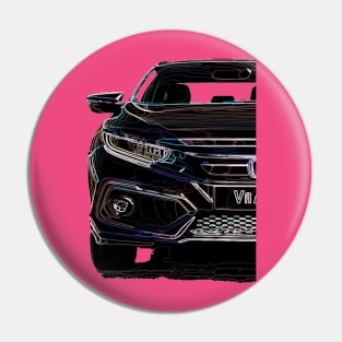 NEON Blaze: Honda Civic Black Front Half Body Design for Teen Car Fans Pin
