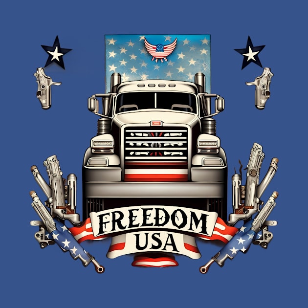 American Spirit - 'Freedom USA' Truck, Beer, and Guns Tee by trubble