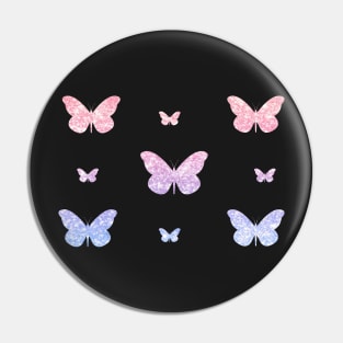 Pink Blue Ombre Faux Glitter Butterflies Pin