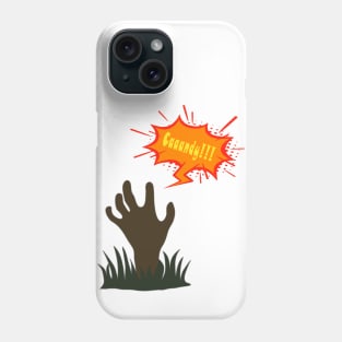 Zombie hand out of the ground asking for candy for Halloween Phone Case