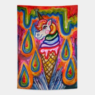 Rainbow Drip Unicone Ice Cream Dream Tapestry