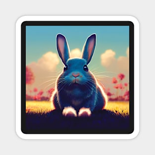 Cute Fluffy Bunny Art Magnet