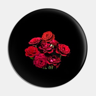 Bouquet of Red Roses Flowers Pin