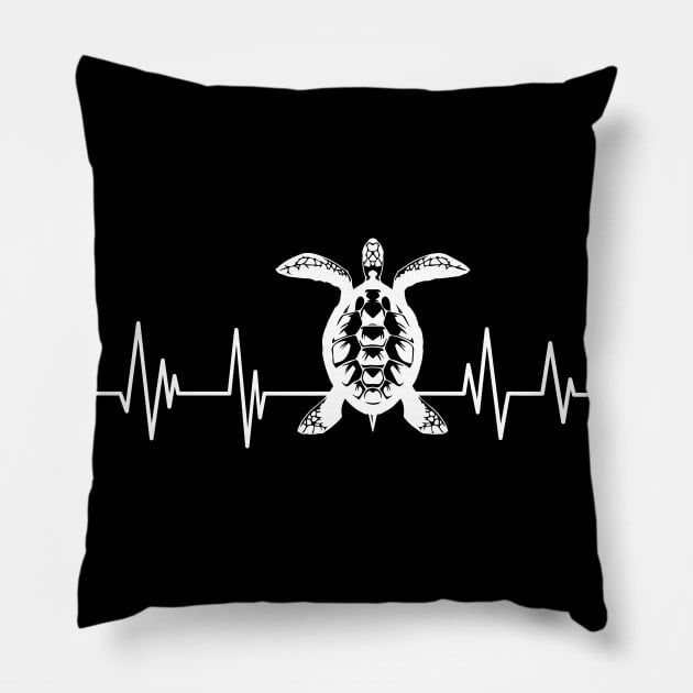 Sea Turtle heartbeat Funny Turtle , Turtles heartbeat Pillow by mezy