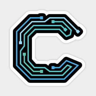 Alphabet C Circuit Typography Design Magnet