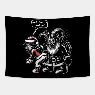 Not Today Satan I Santa's Request Tapestry