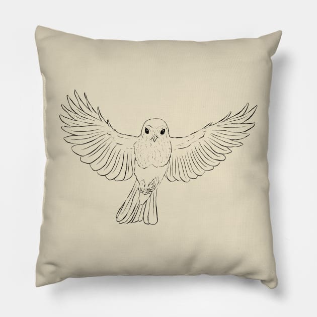 Robin Bird In Flight Flying Line Art Pillow by Squeeb Creative