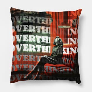 Overthinking Retro comic Vintage art Pillow