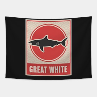 Retro Japanese Style Great White Poster Tapestry