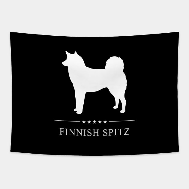 Finnish Spitz Dog White Silhouette Tapestry by millersye