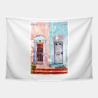 Twin Townhouse Doors Vintage In Washington Tapestry