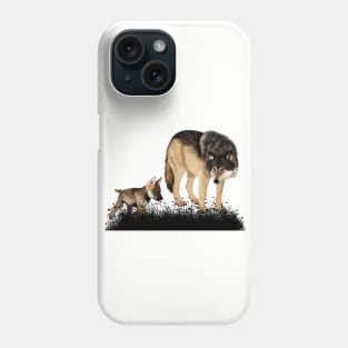 Awesome wolf with pup Phone Case