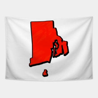 Bright Red Rhode Island Outline Tapestry