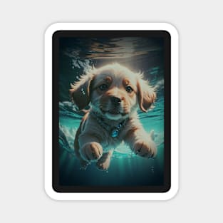 Adorable Puppy in the Water Magnet