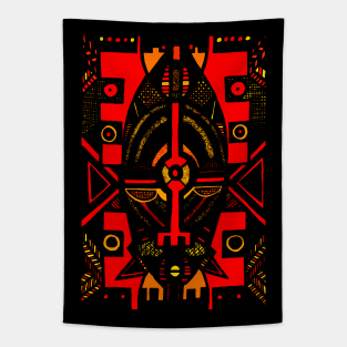 African Mask traditional tribal symbolic pattern design Tapestry