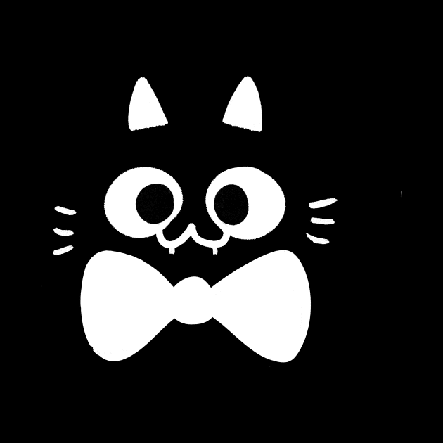 cat face with bow tie // white by Inksoulart