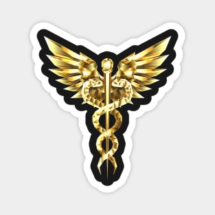 Gold Polygonal Symbol Caduceus Magnet