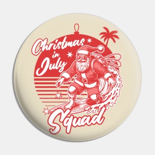 Christmas in July Squad - Santa Surfing Pin