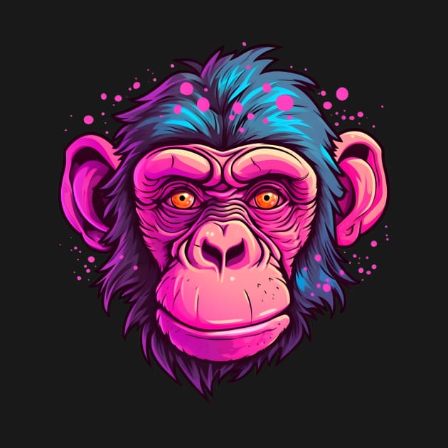 Pink chimpanzee face by Clearmind Arts
