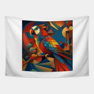 Scarlet Macaw - Abstract Art Style Tapestry