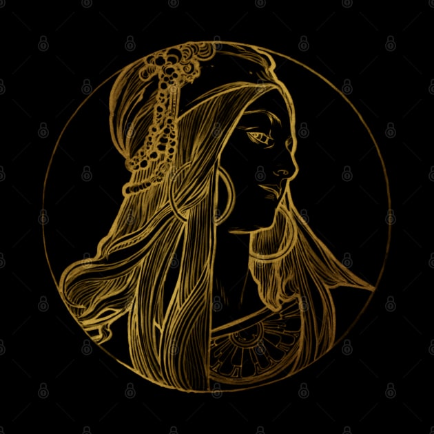 Art nouveau gold silhouette lady 8 by Allbestshirts