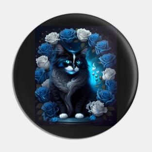 Cat with Roses - Modern digital art Pin