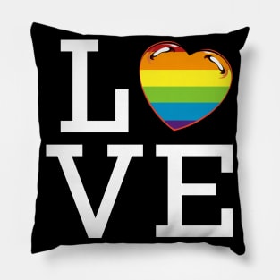 LGBT - Love - Rainbow Flag Heart Gay Pride Statement Pillow