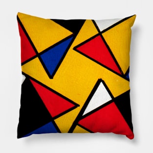 Mondrian Inspired Geometric Abstract Acrylic Painting XIII Pillow